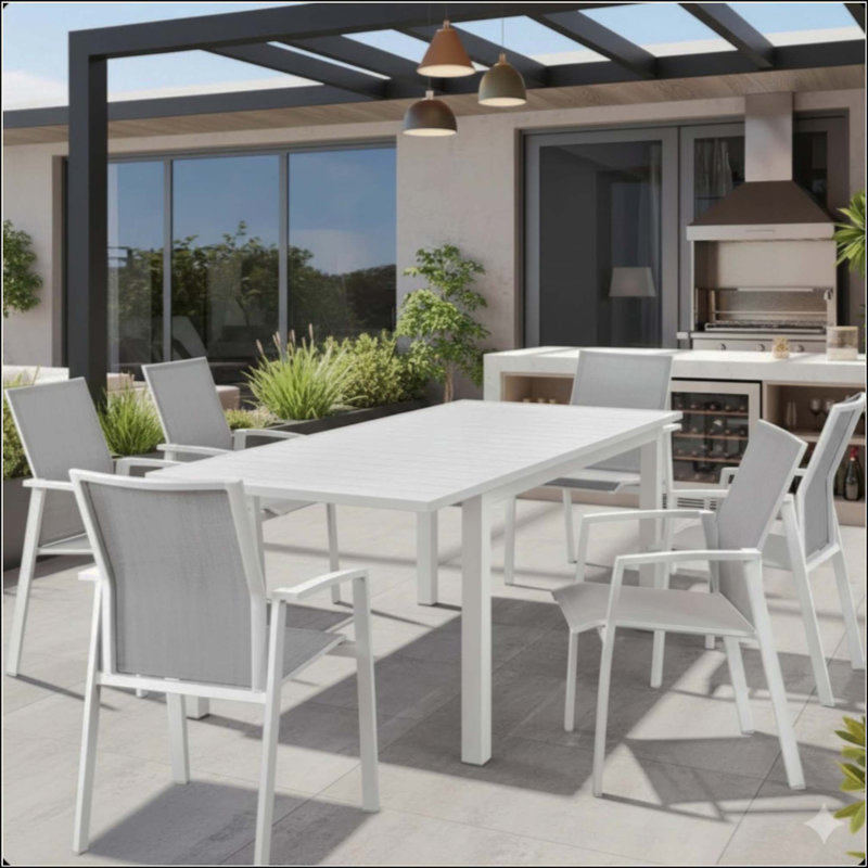Ensemble de 4 chaises de patio en aluminium, chaises d'extérieur empilables entièrement assemblées 360 lb