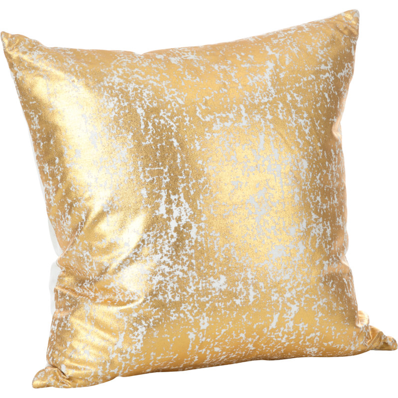 18" Gold Metallic Foil Print Cotton Throw Pillow