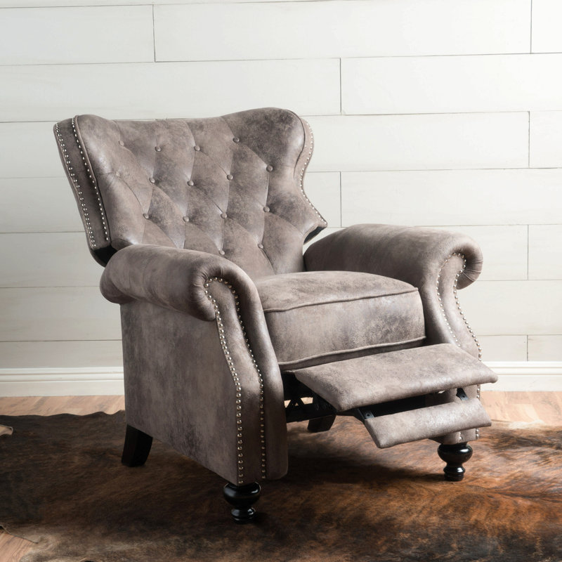 Lothrop Recliner, Grayish Brown 100% Polyester