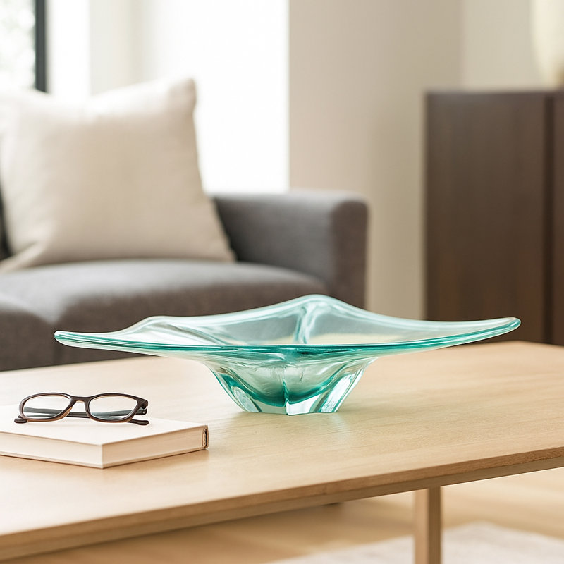Handmade Glass Decorative Bowl, Teal