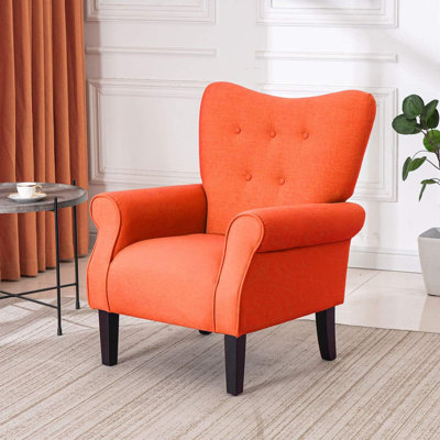 Fauteuil d'appoint moderne avec dossier haut et capitonnage à boutons, fauteuil avec pieds en bois massif pour le salon, la chambre à coucher ou le club