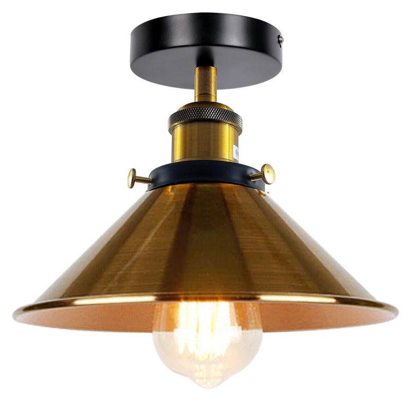 Denzel Semi Flush Mount, Yellow Brass