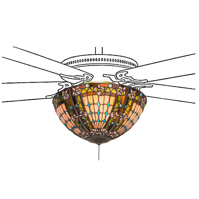 Meyda Tiffany & Stained Glass 16'' 3 - Light Bowl Ceiling Fan Light Kit, Red
