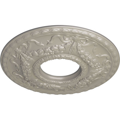 Endurathane Hurley Ceiling Medallion, 22 1/8"OD x 7 1/4"ID x 1 3/4"P (Fits Canopies up to 7 1/4"), Hand-Painted Pearl White Finish