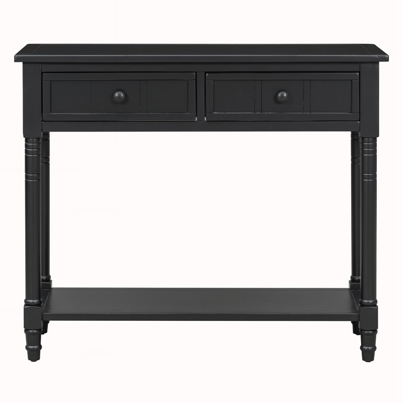 Console de style traditionnel avec deux tiroirs, Noir