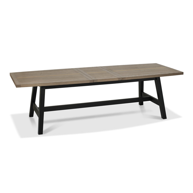 Amillie Extendable Oak Solid Wood Base Dining Table, Peppercorn, Weathered Oak