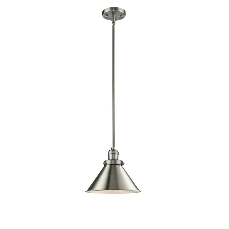 Luminaire suspendu conique à 1 lumière Paylor, Ampoule DEL 6 watts Vinage, Nickel satiné brossé, Nickel satiné brossé
