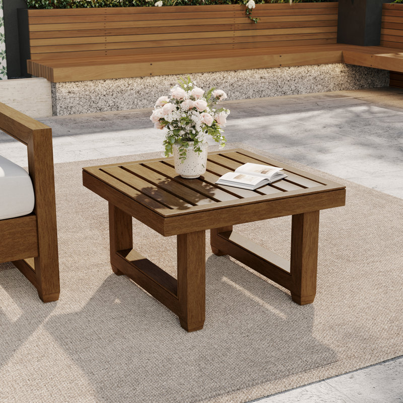 Table d'appoint d'extérieur en bois massif, Bois naturel