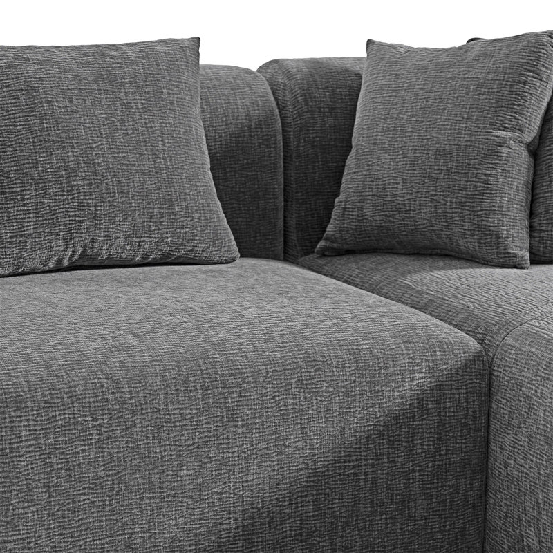 Boneless Curved Corner Sofa, Gray Polyester