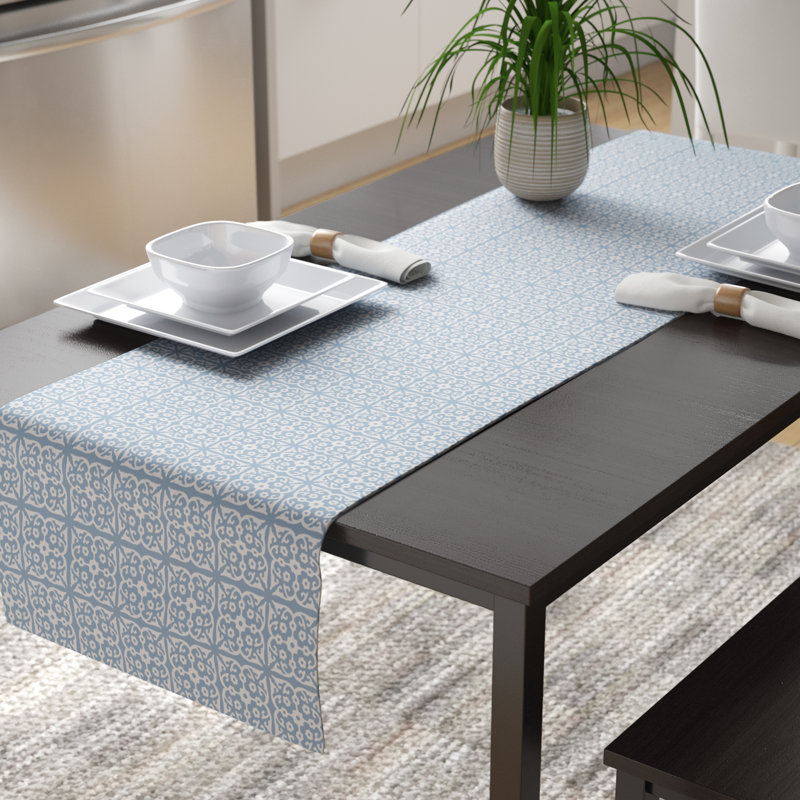Artis Geometric Table Runner, 72" L x 16" W, Blue