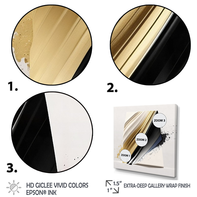 «Black and Gold Cubic Expression IV», impression sur toile, H 24 po x l 24 po x P 1 po, Toile tendue