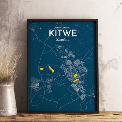 Kitwe City Map - No Frame Print