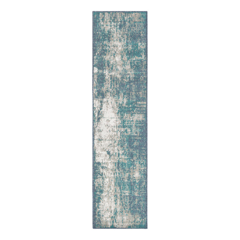 Tapis intérieur / extérieur bleu Keimara, Tapis de couloir 2 pi x 8 pi