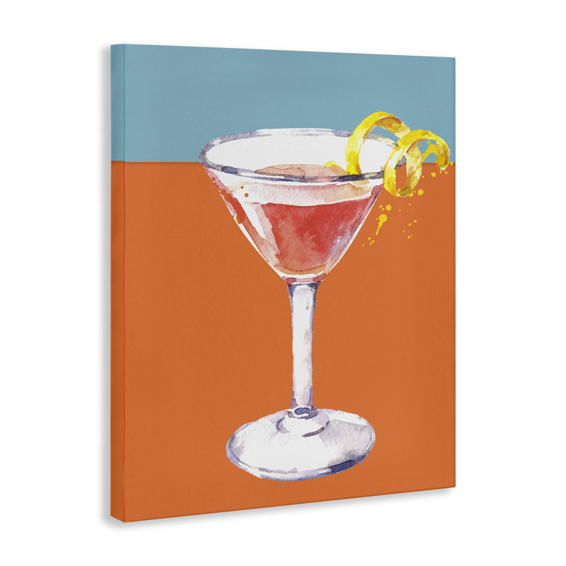 Cocktail sur toile à teintes bloquées, design par Susan Jill, H 20 po x l 16 po