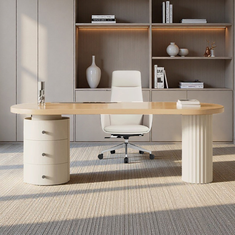 Bureau incurvé pour écrire en crème simple pour la maison
