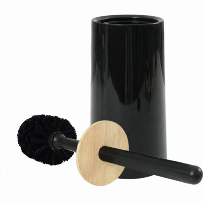 EcoClean Black Plastic Bowl Brush with Holder