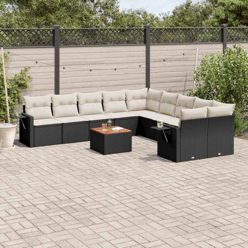 Ensemble de canapé de jardin Vidaxl noir, blanc crème