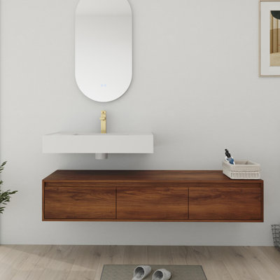 Meuble-lavabo flottant 60 po avec plateau en résine 60 po