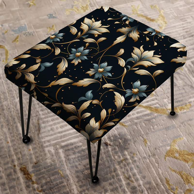 Repose-pieds rectangulaire bleu et doré I