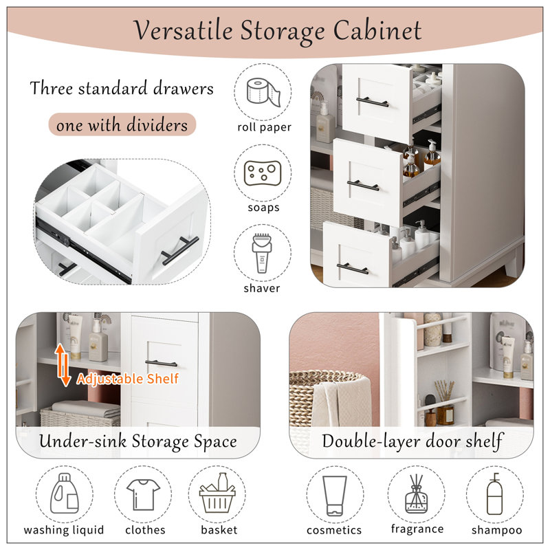 Meuble-lavabo pour salle de bain, Blanc
