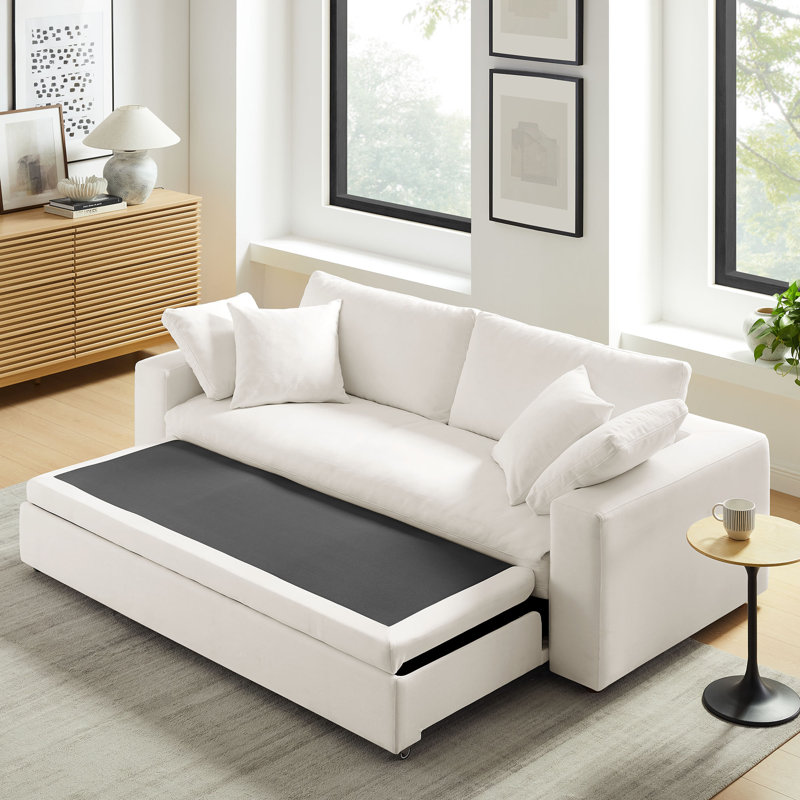 Divan-lit rembourré en duvet blanc pur Commix, Blanc pur