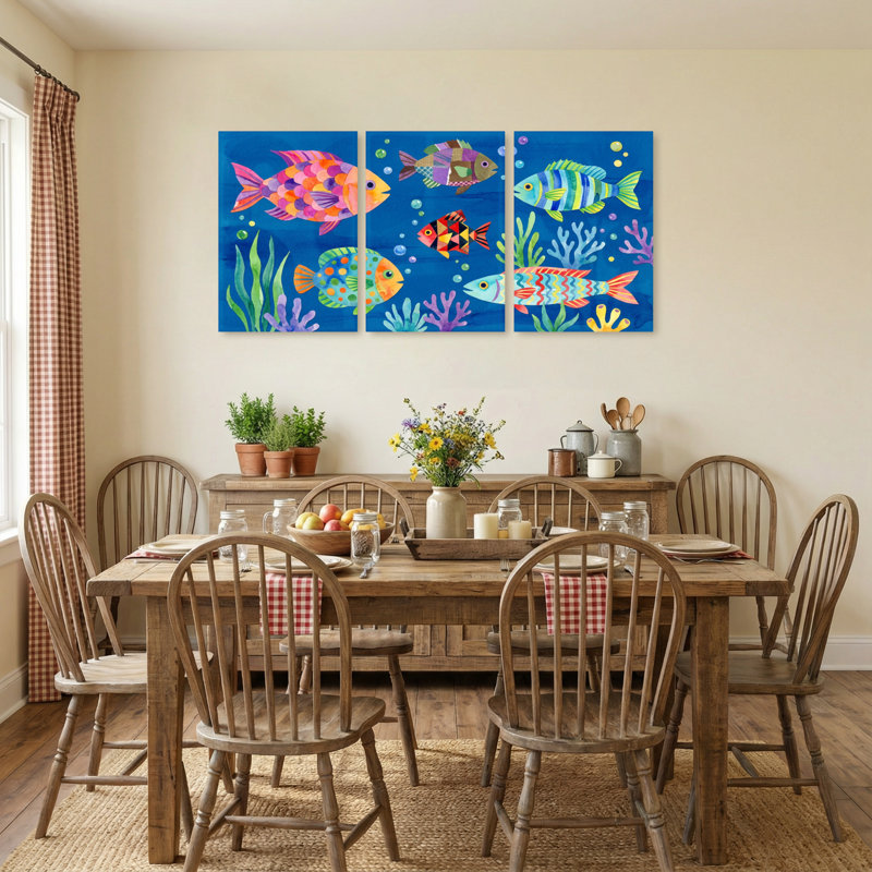Animaux, ensemble de 3 reproductions d'art sur toile, H 30 po x l 60 po
