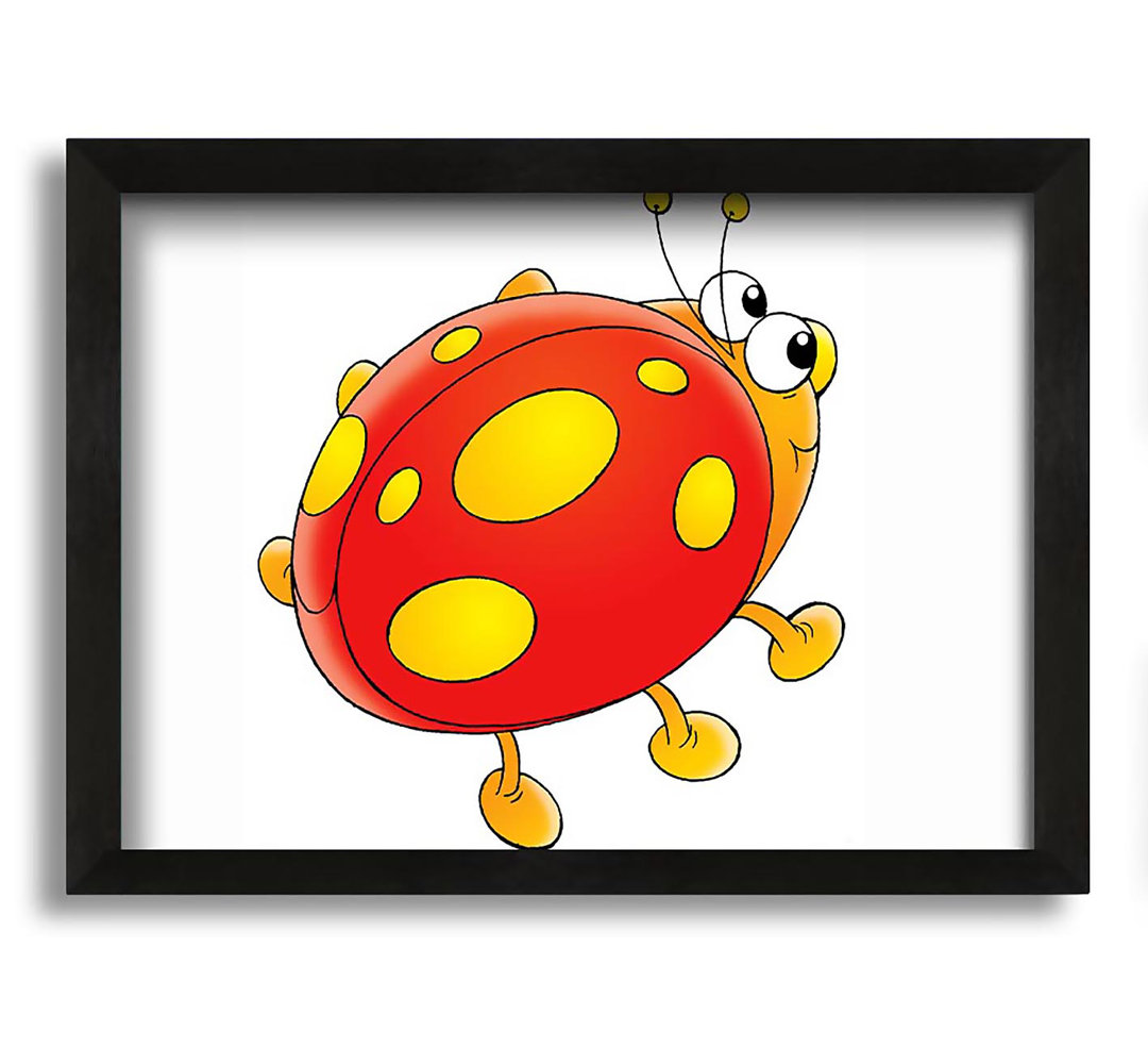 Gerahmtes Leinwandbild Cartoon Ladybug in Weiß