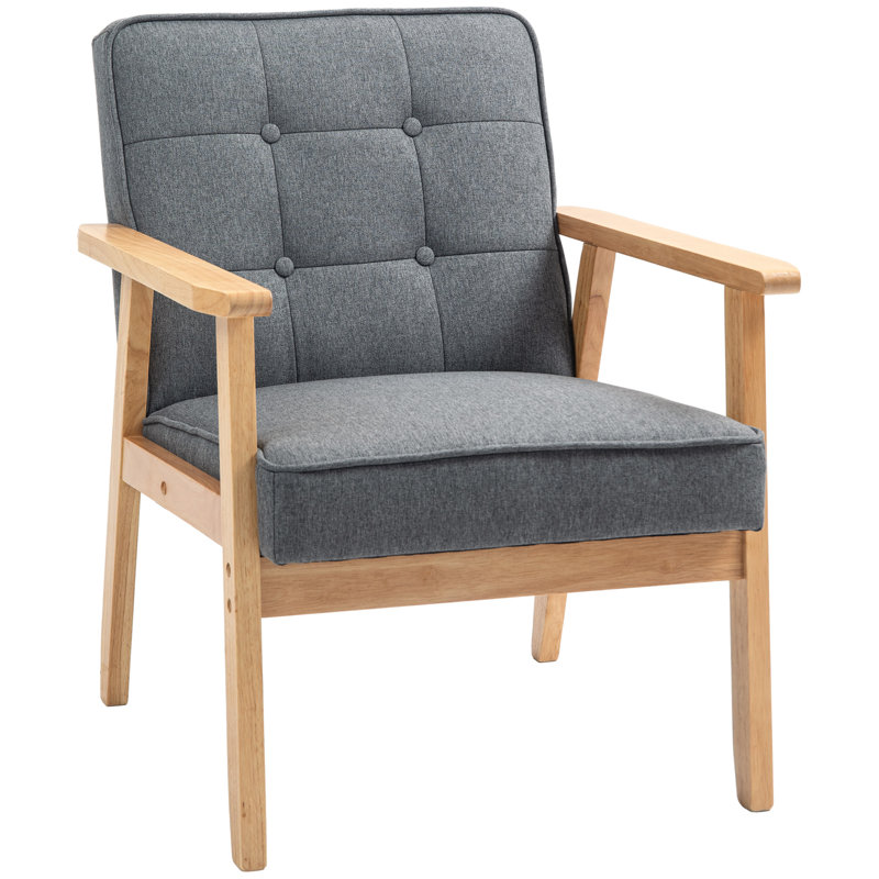 Chaise d'appoint, fauteuil rembourré avec dossier capitonné, gris