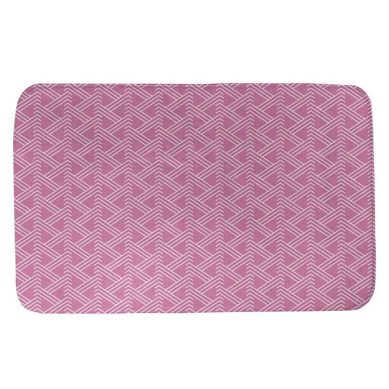 Tapis pour salle de bain Zig Zag, l 21 po x L 34 po, Rose / blanc