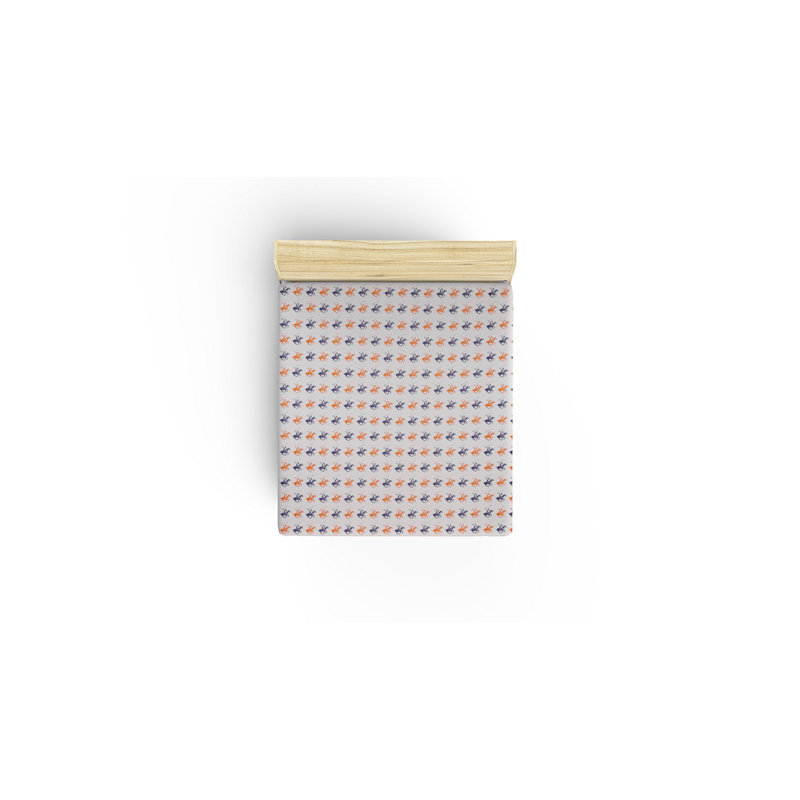 Drap-housse 100% coton, Grand, Orange / blanc / bleu