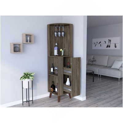 Armoire de coin Plex, salon, brun foncé