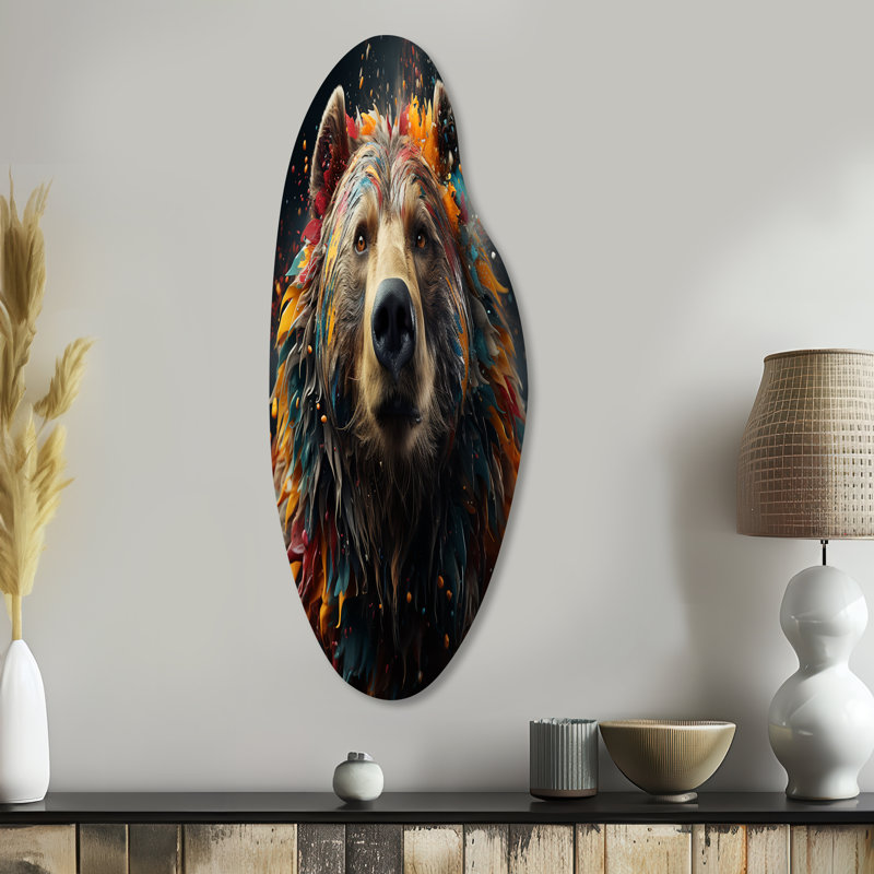 Ours, art mural asymétrique en métal, H 38 po x l 15 po