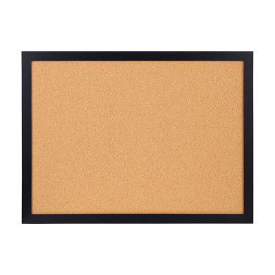 Tableau d'affichage en liège 36 x 24 pouces avec surface haute densité - babillard en bois aggloméré noir pour l'organisation au bureau, à la maison et à l'école