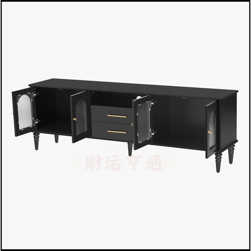 68.9'' Retro TV Stand for TVs up to 75 Inches, Black