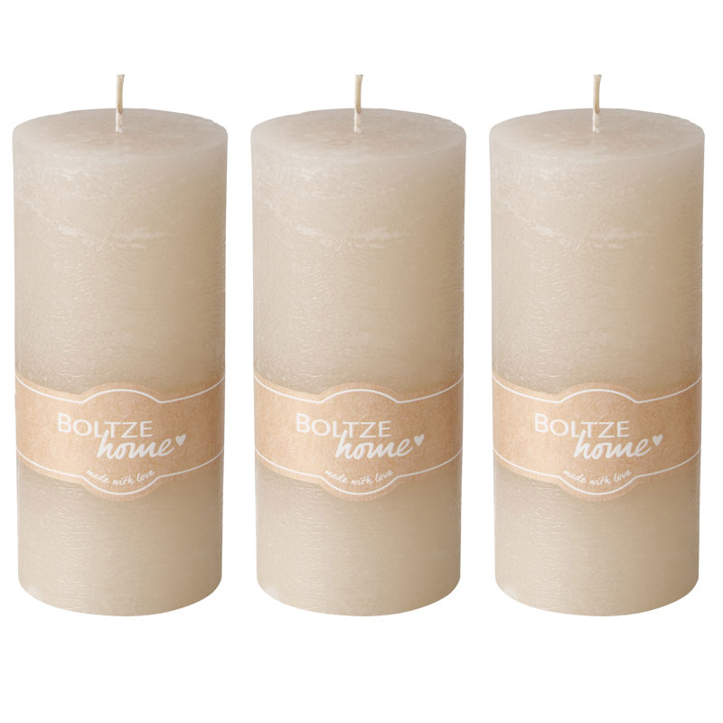 Ensemble de bougies pilier 3 pièces, Gris pâle