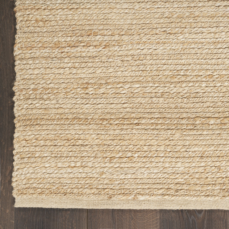 Tapis tissé à plat de couleur unie Gerri, Tapis de couloir 2 pi 3 po x 8 pi, Beige
