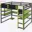 Full Size Wood Loft Bed With Desk,Side Storage Rack,Multi-Storage Shelves And RGB Light,Red-71119377-71119378