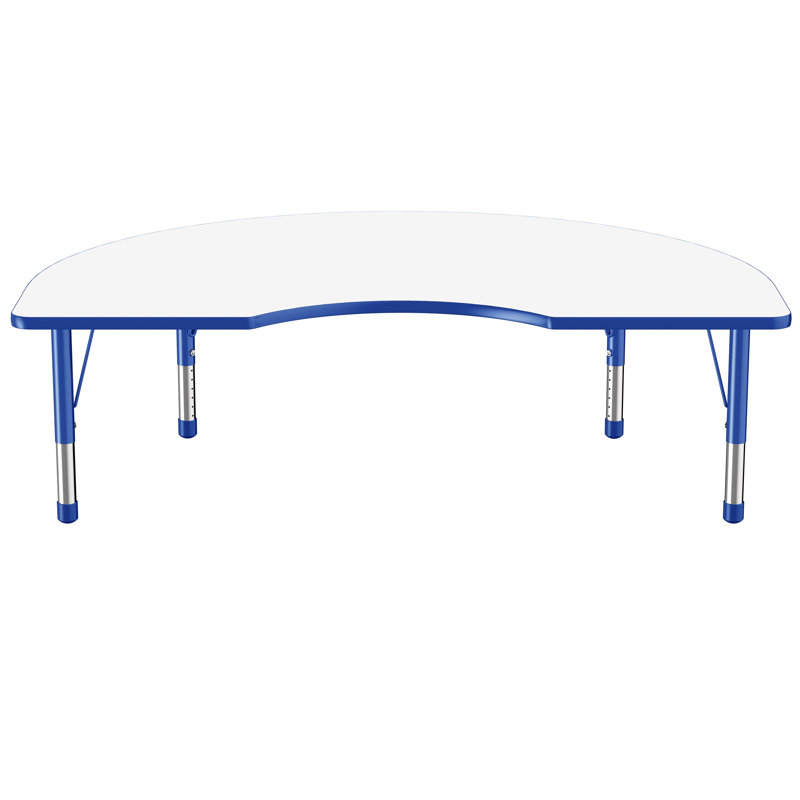 Table d'activité demi-lune effaçable à sec avec pieds réglables - Blanc, Tableau blanc / bleu, Épais, Haricot