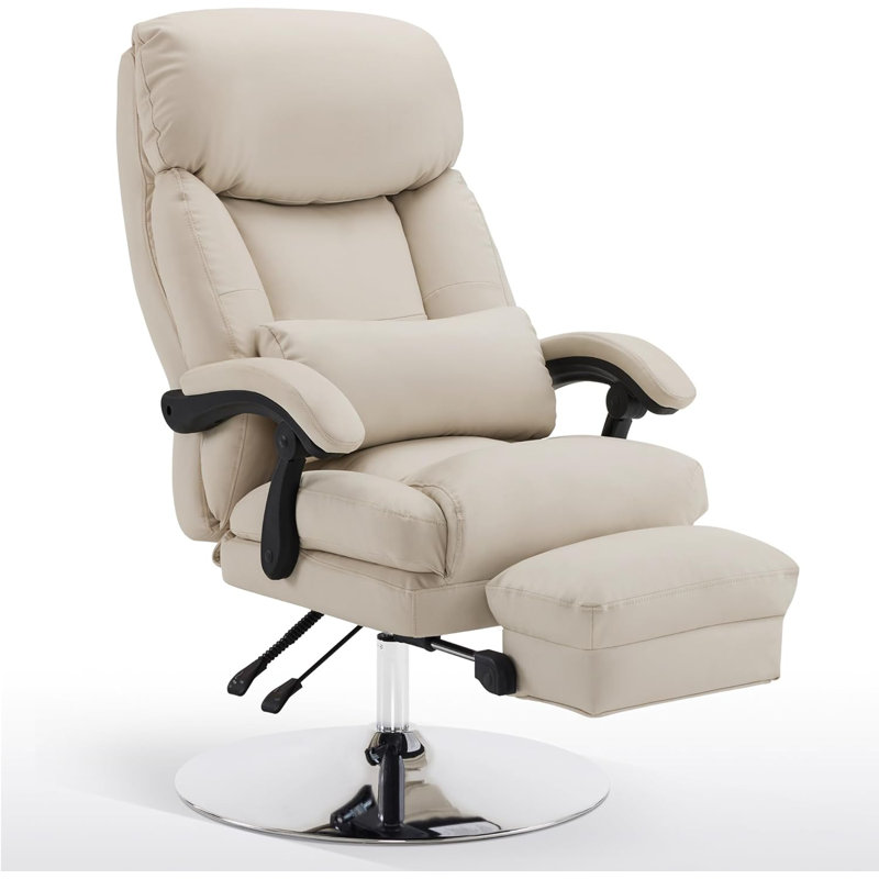 Fauteuil de beauté réglable Qusai, fauteuil inclinable et pivotant Spa , Similicuir beige
