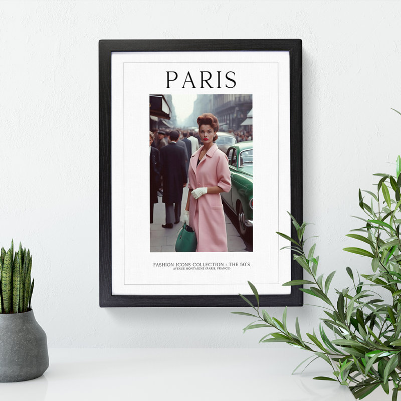 Fashion Travel Poster Woman Colour Paris France - Single Picture Frame Print on Wood, 34cm H x 25cm W x 2cm D