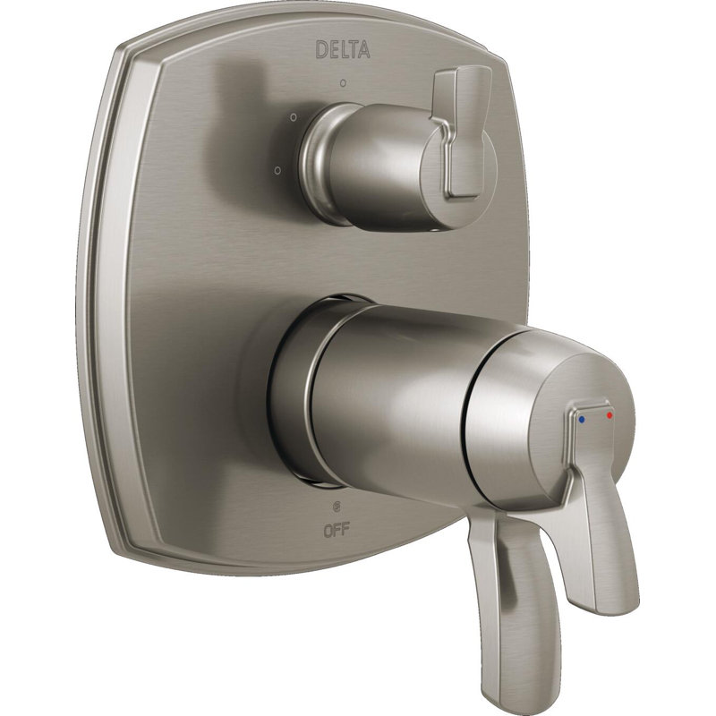 17 Thermostatic Integrated Diverter Trim with Three Function Diverter Less Diverter Handle, Stainless
