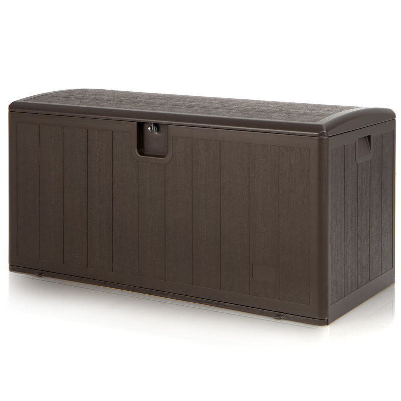 Costway 50.5'' W 105 Gallons Water Resistant Resin Lockable Deck Box in Brown