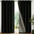 100% Blackout Linen Textured Curtains 2 Panels, 90 Inch, Black, Rod Pocket-800825385