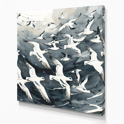 Oiseaux, art mural noir sur toile Kittiwake