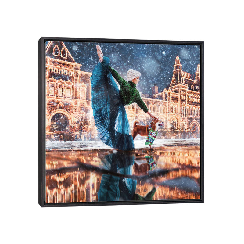 « Moscow Winter » par Hobopeeba-impression, Pas de tapis, H 26 po x l 26 po x P 1,5 po, Toile avec cadre noir patiné
