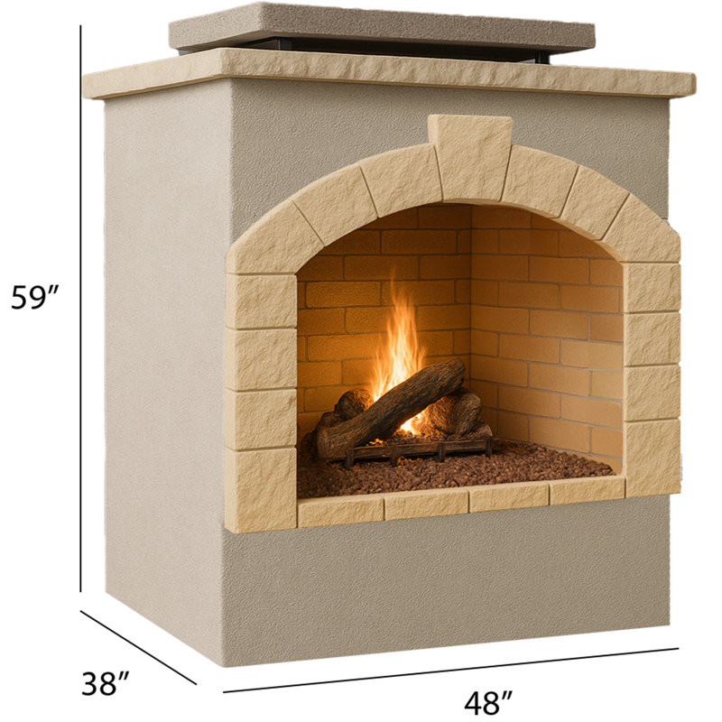Rectangle Stucco Propane Smokeless Outdoor Fireplace