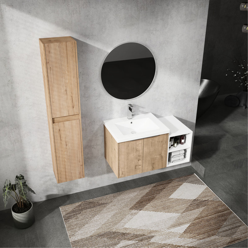 Meuble-lavabo 36 po avec lavabo et armoire latérale - Fermeture silencieuse de porte, 36"
