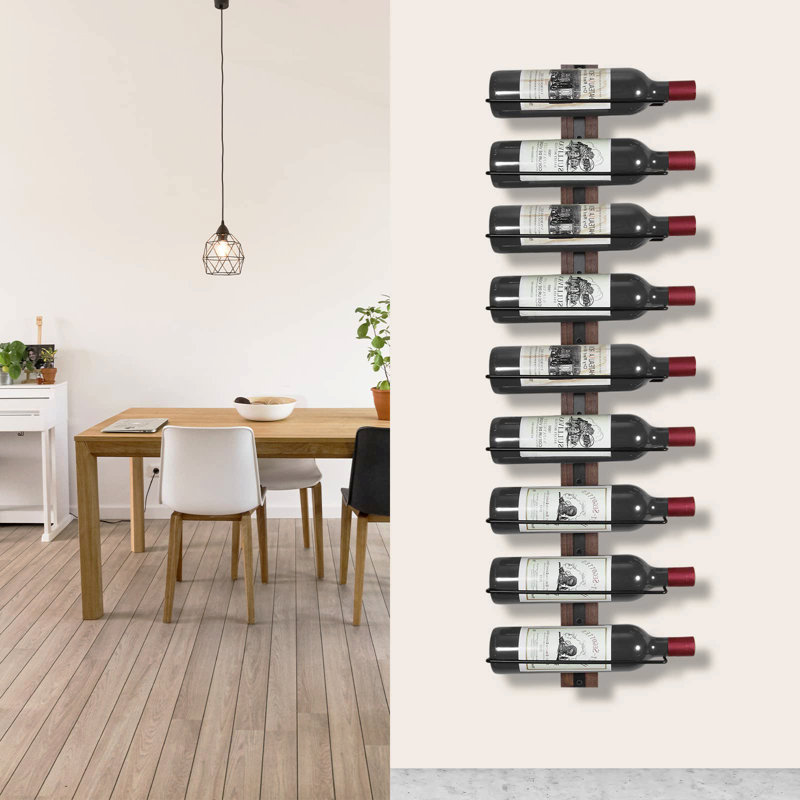 Aleetha 9 Bottle Wall Mounted Wine Bottle Rack in