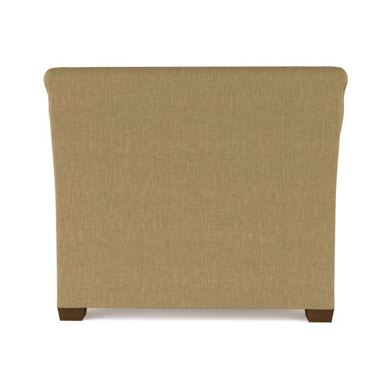 Transitional Armchair, 32" H x 43" W x 46" D, Box Weave Linen Marzipan, Dark Brown
