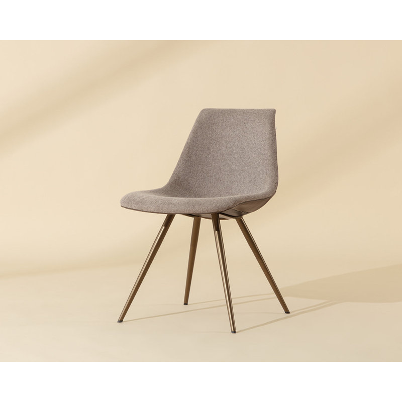 Lipa Upholstered Dining Chair, Antique Bronze, Belfast Oyster Shell/Porpoise